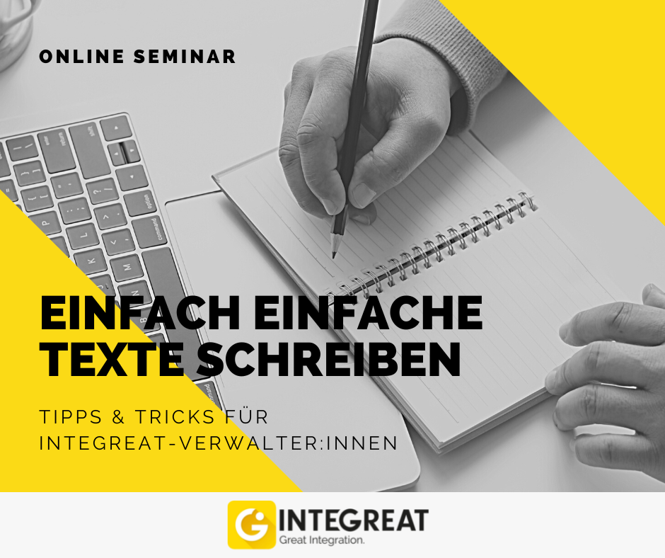Online Seminar: Einfach einfache Texte schreiben - Tipps & Tricks für Integreat-Verwalter:innen